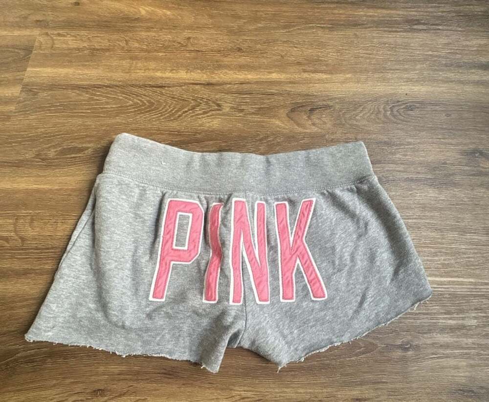 PINK Victoria's Secret Grey Drawstring Raw Hem Lounge Shorts